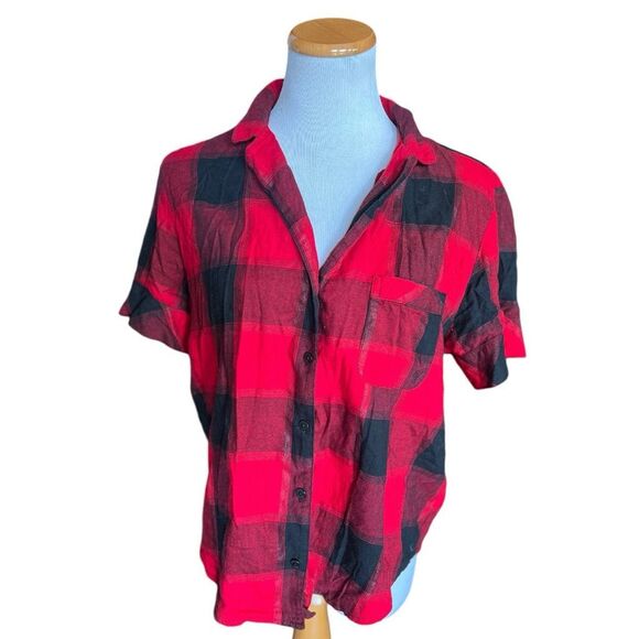 Womens Victorias Secret Red Buffalo Plaid Pajamas Top Sleep Shirt - Sz S - Picture 3 of 3